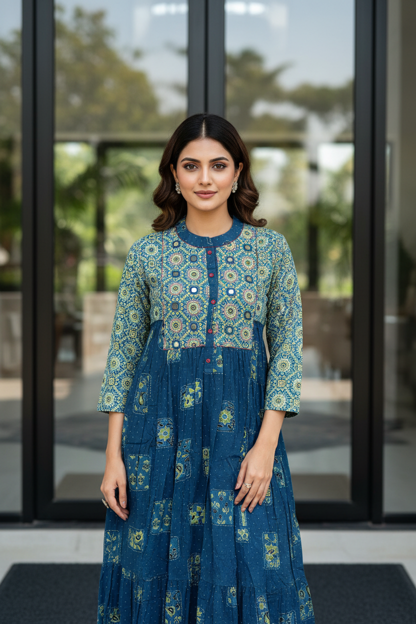 Indigo Flare Kurta Set
