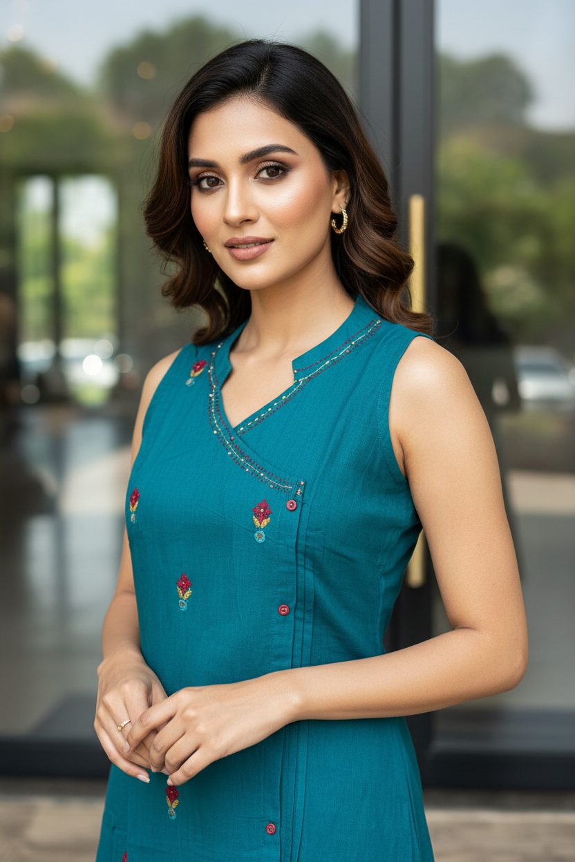 Teal Aline Kurta Set