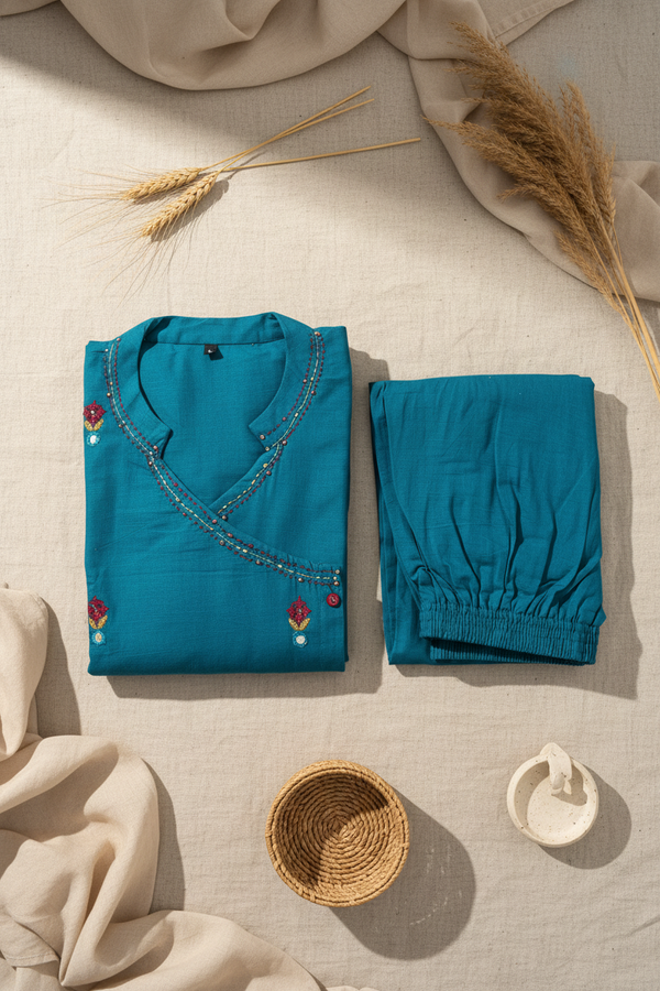 Teal Aline Kurta Set