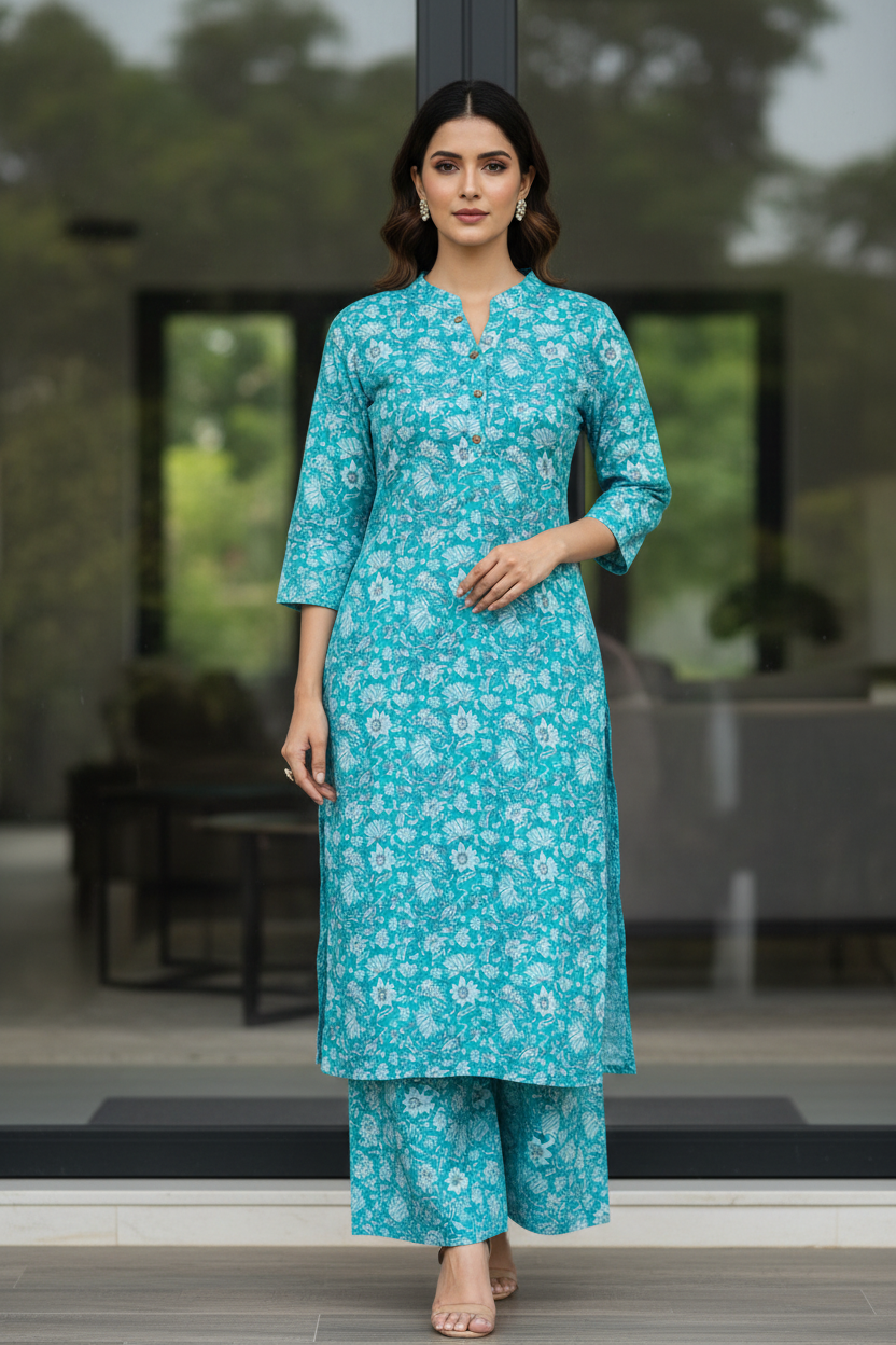 Aqua Floral Kurti