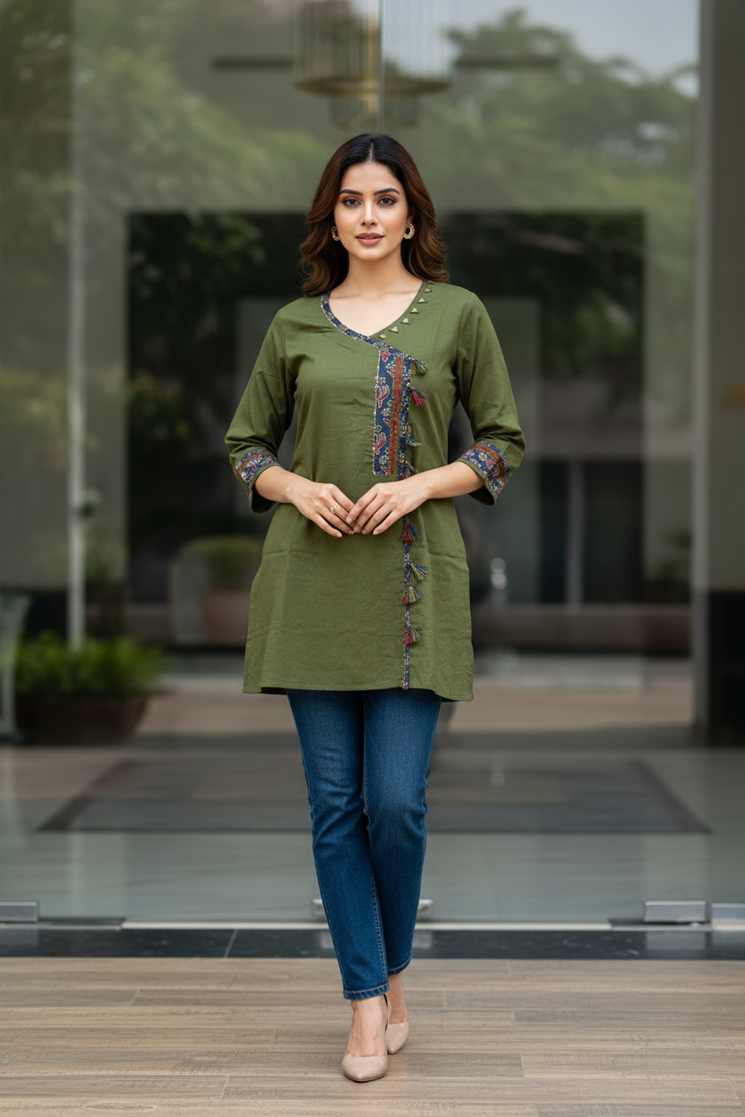 Olive Katha Short Kurta