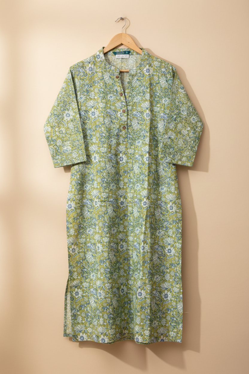 Lime Floral Kurta