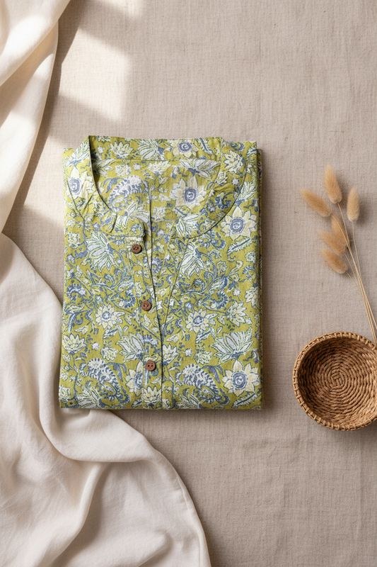 Lime Floral Kurta