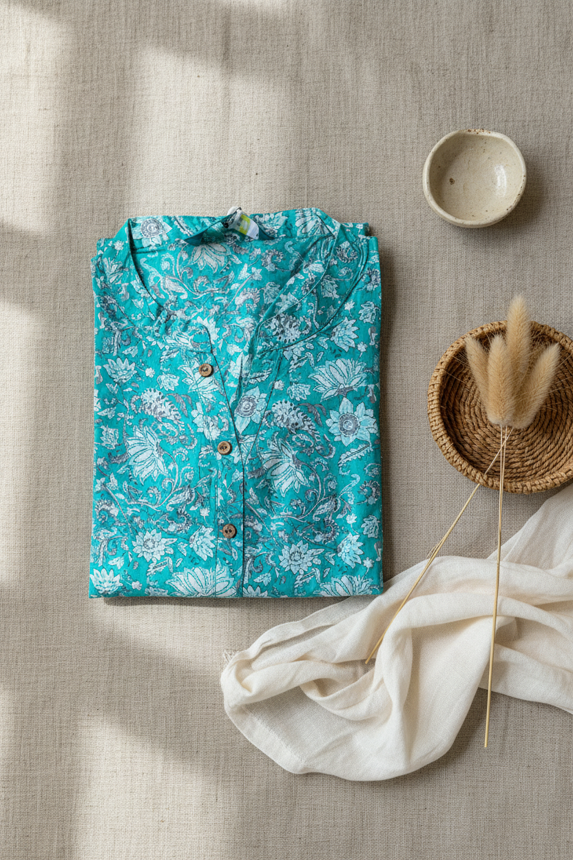 Aqua Floral Kurti