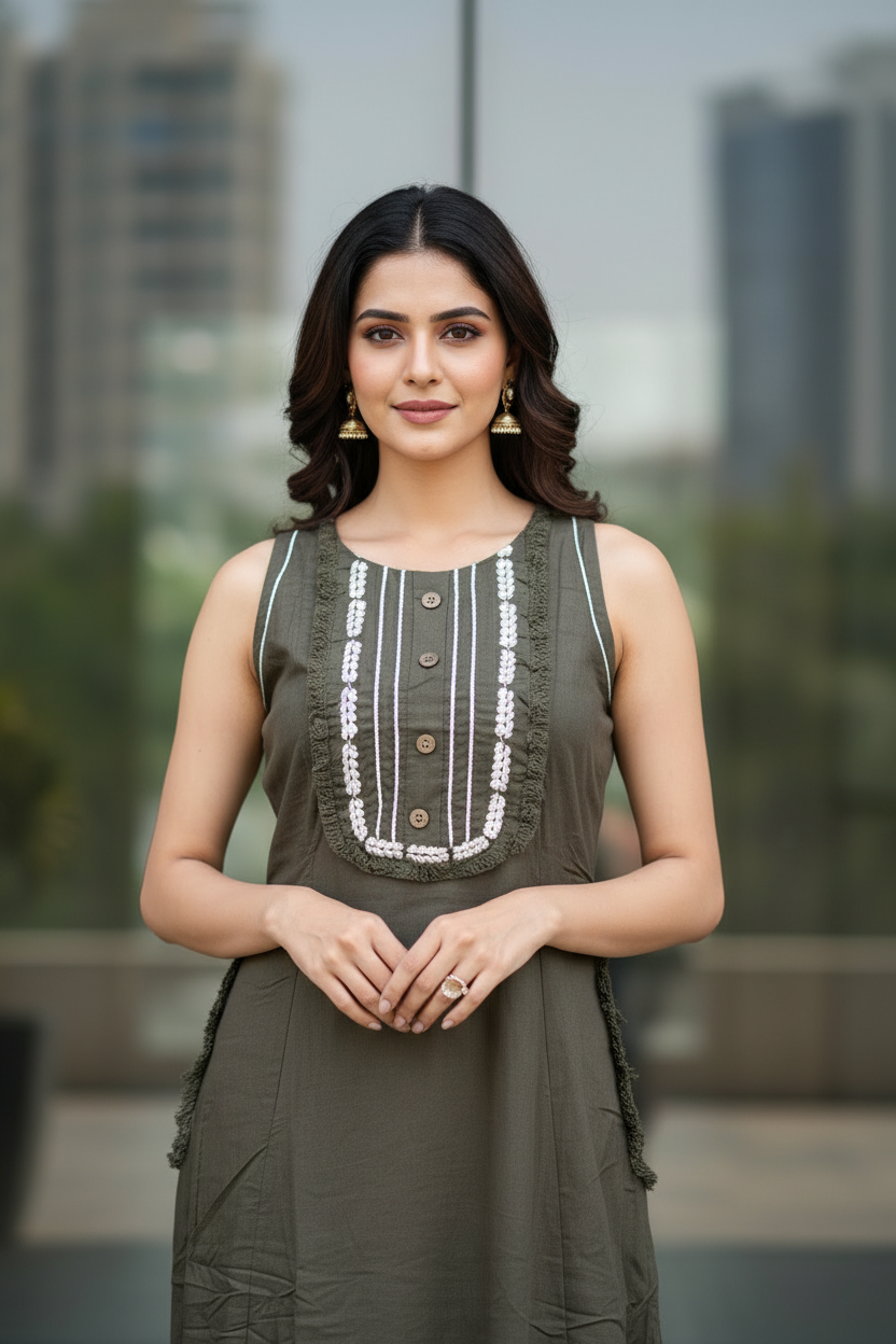 Olive Panel Sleeveless