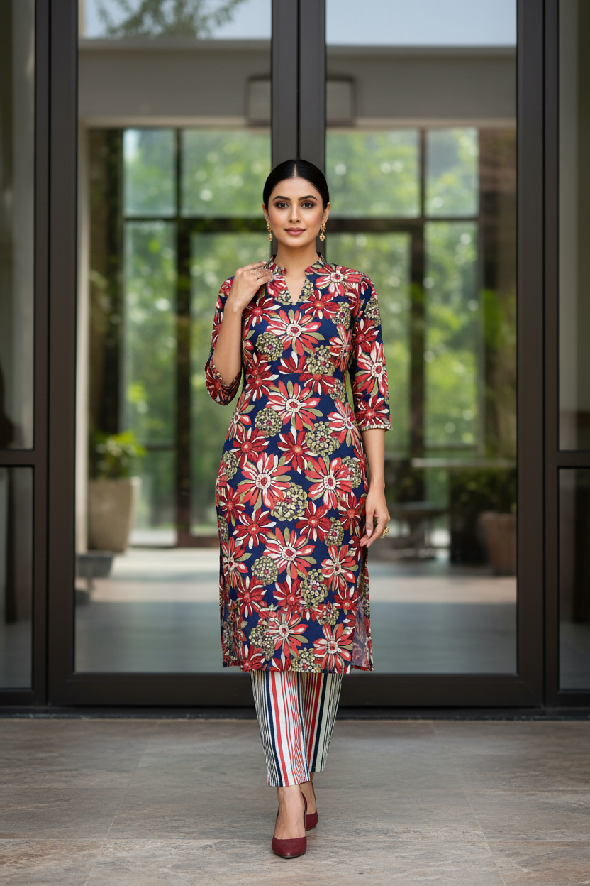 Navy Floral Charm