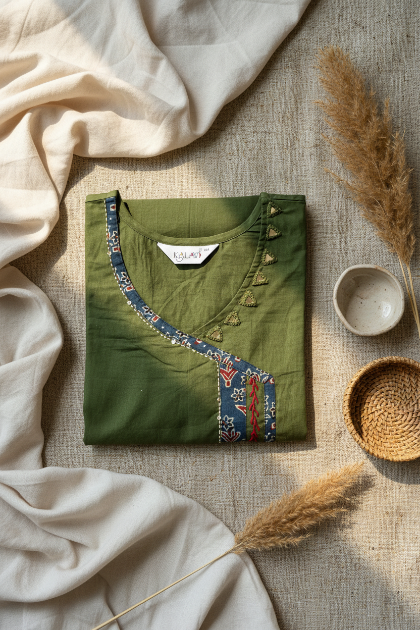Olive Katha Short Kurta