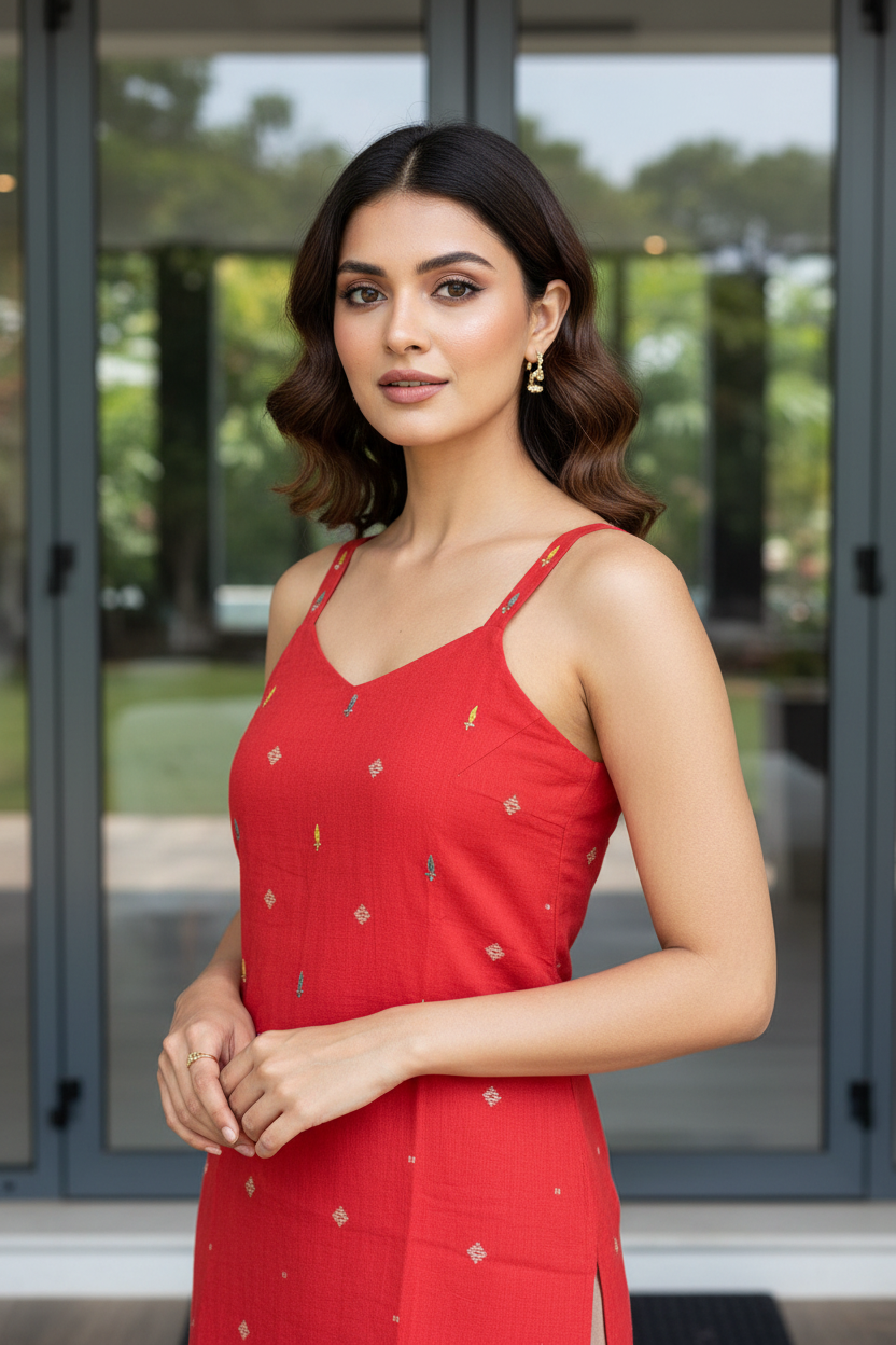 Rust Sleeveless Straight