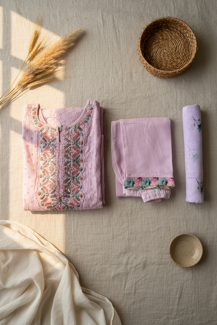 Lavender Chikankari Flare